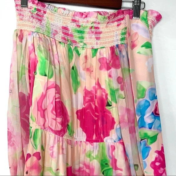 NWT Rococo Sand Alora Mini Off Shoulder Dress Floral Multi Pink Small - Picture 5 of 12